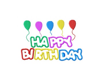 Happy Birthday Applique Pattern, Birthday Balloon Embroidery Design, Multicolored Happy Birthday Applique, Multicolored Birthday Balloon