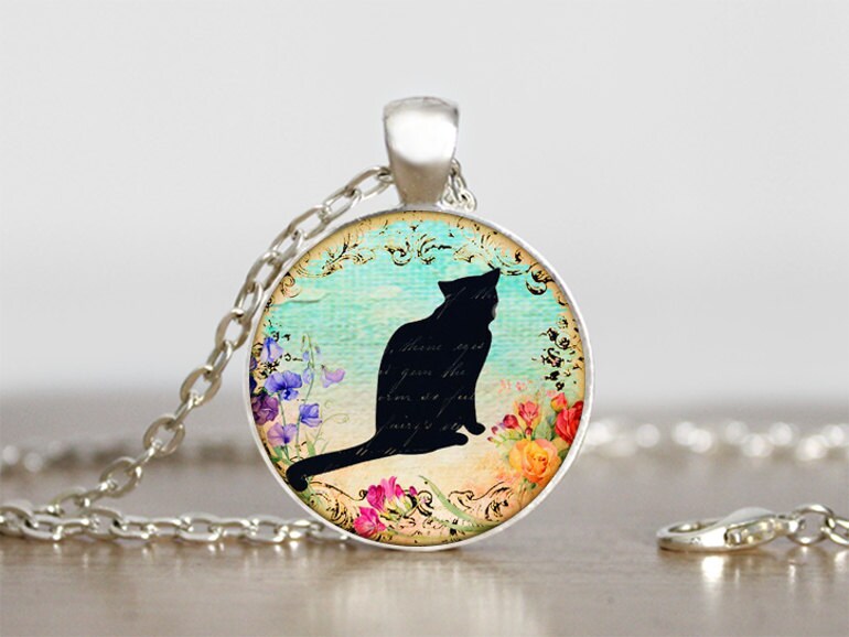 Black Cat Pendant Glass Cat Pendant Glass Cat by SparkleKittyResin