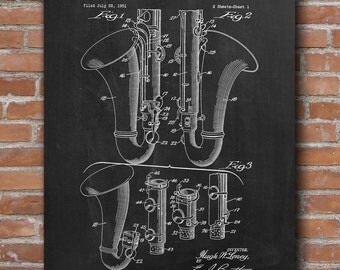 Bass Clarinet Patent, Clarinet Patent, Music Art Print, Music Wall Art, Bar Decor, Patent Print - DA0651