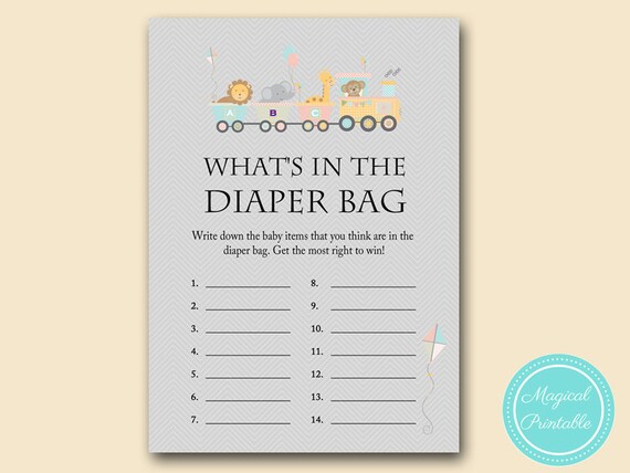 What's in the diaper bag game guess what's in the