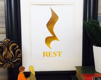 Music Rest, Music Wall Art, Music Wall Decor, music poster, Real Foil Art Print, music gift, music lover gift, musician gift