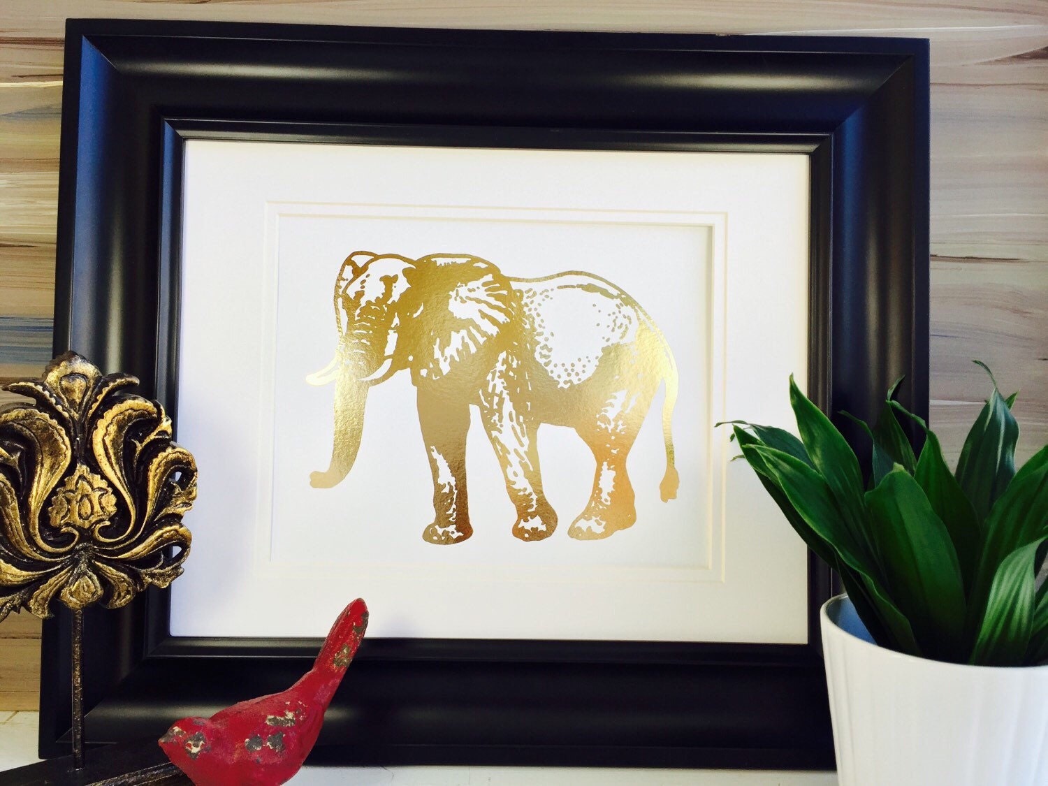 Elephant Wall Art Print Gold Foil Art Elephant Nursery