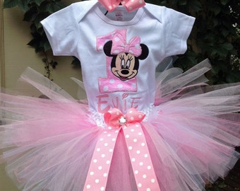Pink Minnie Mouse 1st Birthday Girl Outfit Minnie Mouse Birthday Shirt Minnie Mouse 1st Birthday Shirt Minnie Mouse Birthday Dress