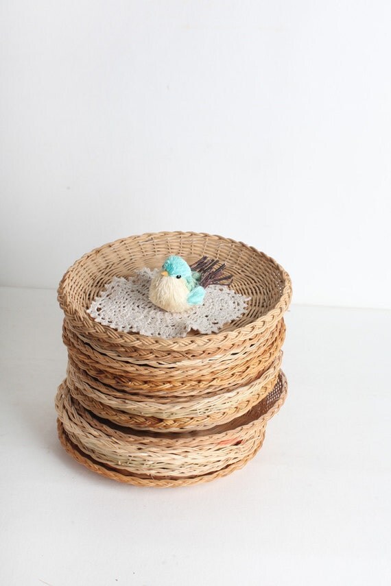 Vintage wicker paper plate holders set of 16