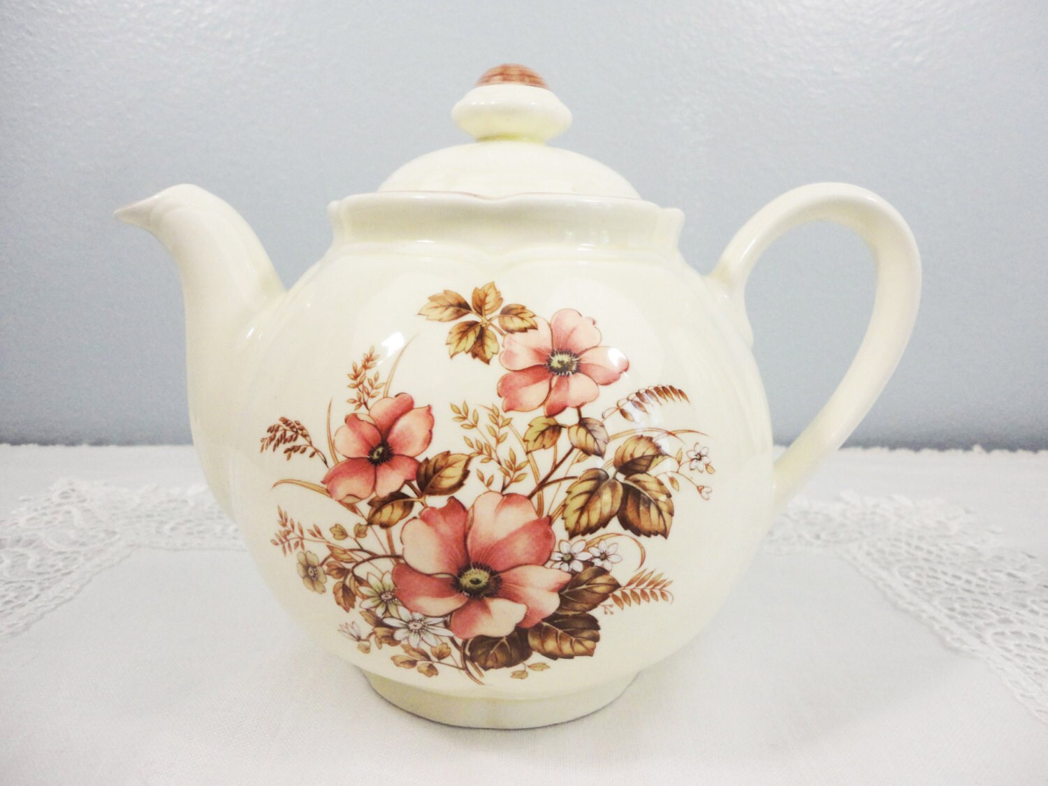 CLEARANCE SALE Vintage Ivory Floral Japanese Teapot