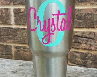 Custom Name personalized tumbler vinyl decal, personalized Yeti, monogram sticker personalized cup, Yeti decal for women