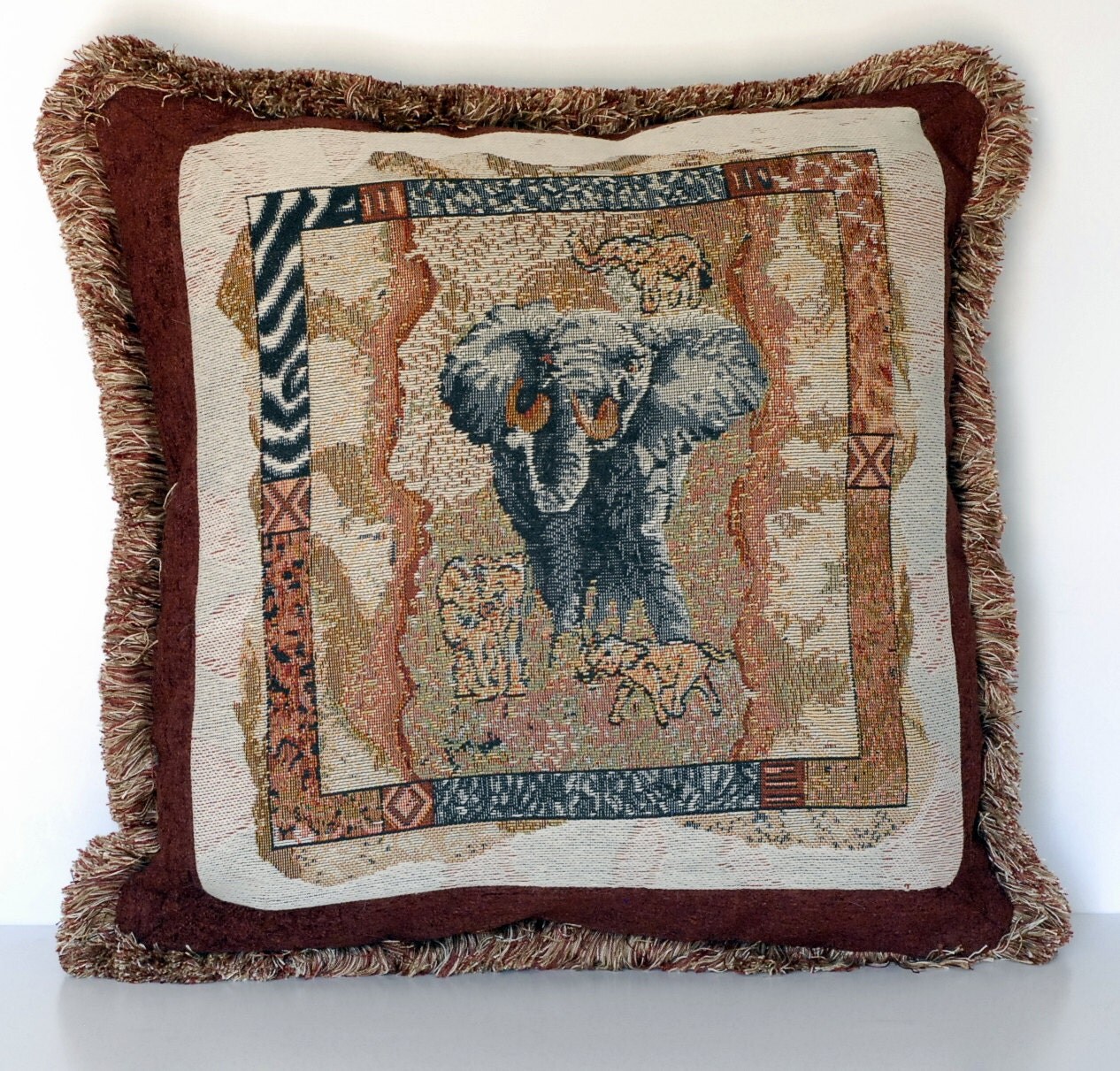 Elephant tapestry african animal square throw pillow for sofa