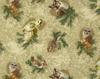 Owls of Wonder Cotton Fabric Giordano Studios Nature Print By the Yard