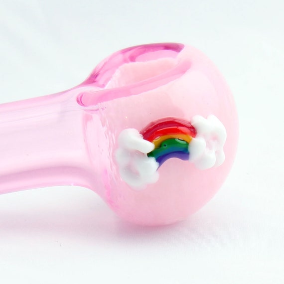 Glass pipe Pink w/ Rainbow
