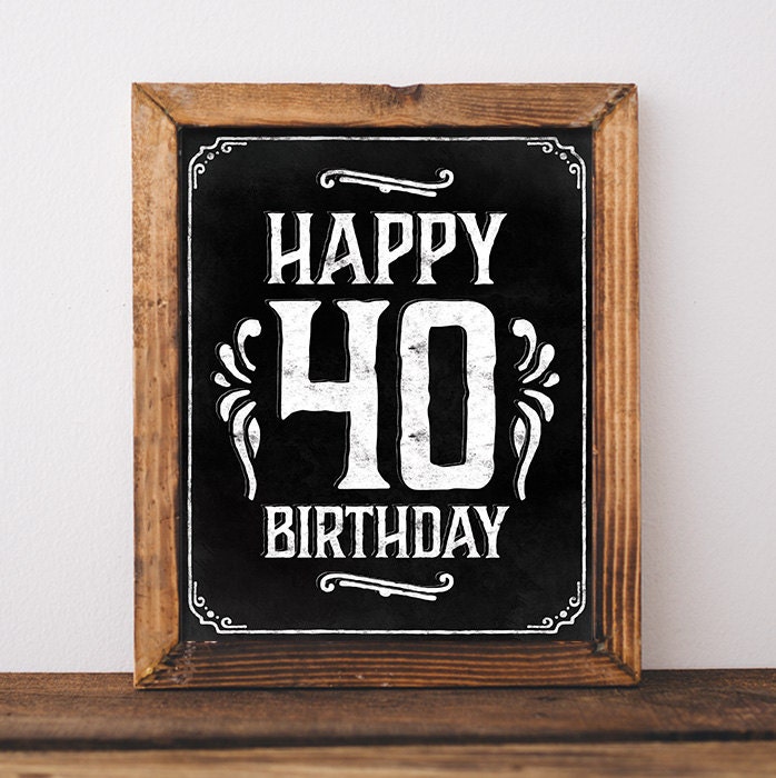 40th birthday decoration. Printable Birthday party decor.