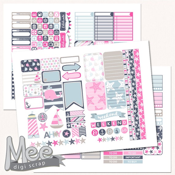 SummerPink Nautical Planner Stickers PrintableTHP sticker