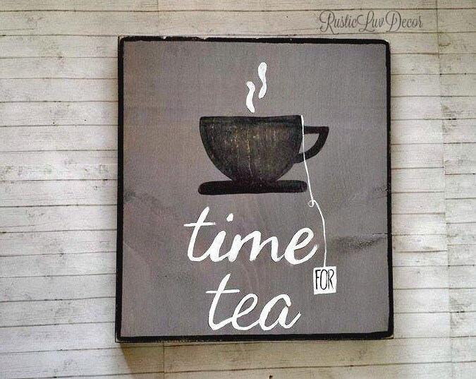 Time for Tea Rustic Wood Sign Kitchen Decor by RusticLuvDecor