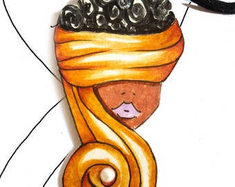 Unique Jewellery, Sister in Law Birthday Gift Idea, Afro Bridal Party Favor, Everyday Wearable Choker, Afrocentric Paper Pendant