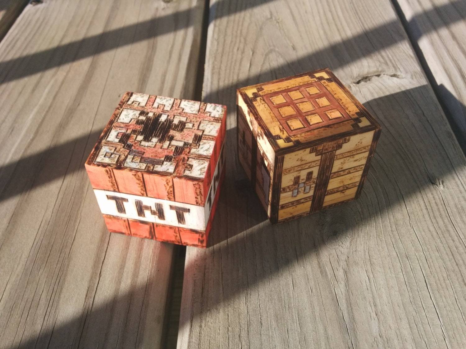 Minecraft TNT and Crafting Table Wood Blocks Set by BirchShadow