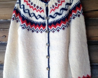 Vintage Handknit Stobi Wool Cardigan Sweater