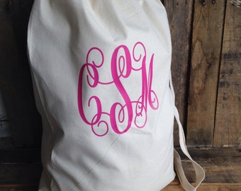 Monogrammed Laundry Bag College Laundry Bag Large Canvas Laundry Bag Camping Bag