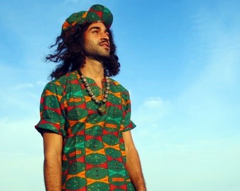 Highlife African Shirt // African print shirt// Festival Costume // Festival Shirt // Crazy top // Colourful t-shirt // African two-piece
