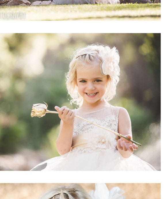 flowergirl dress 'Portia' tea length poufy ivory
