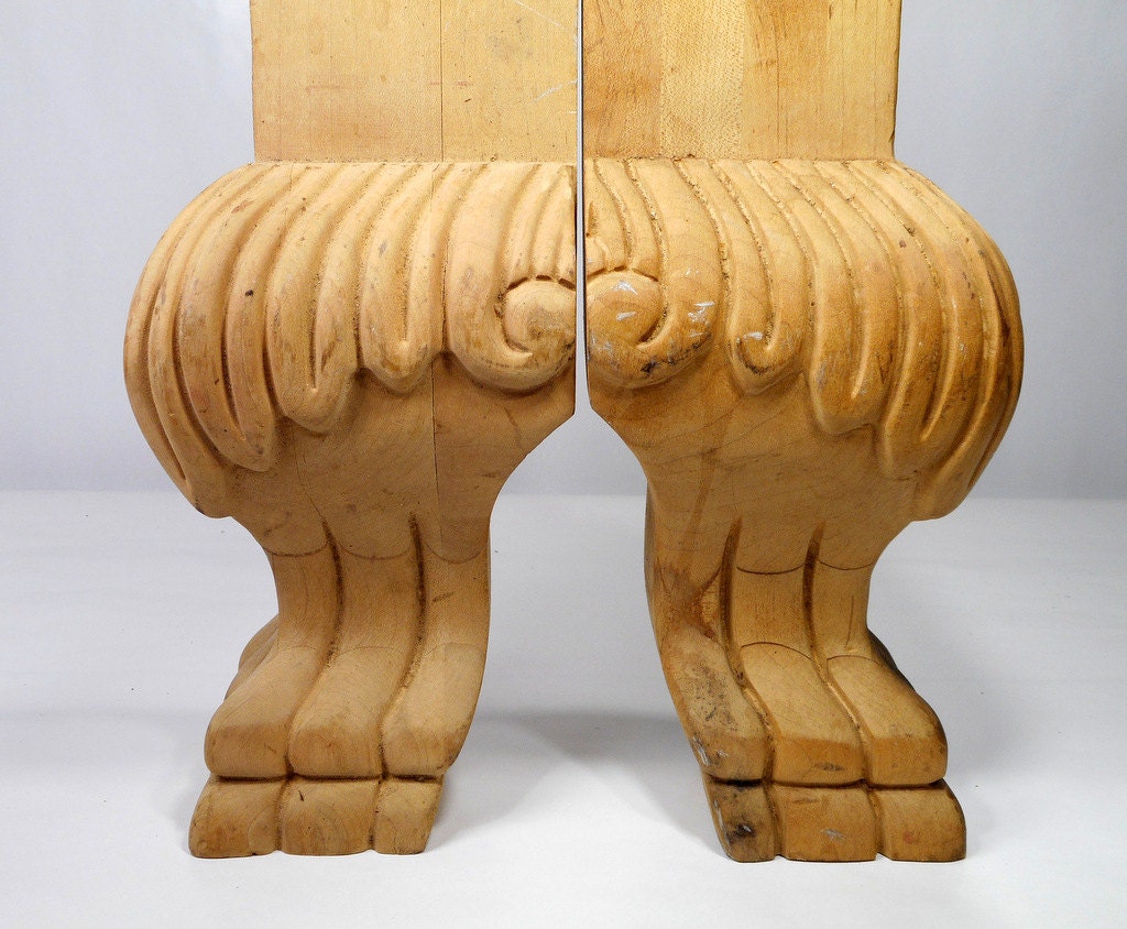 Claw Foot Table Legs Pair Unfinished Large Wooden Furniture