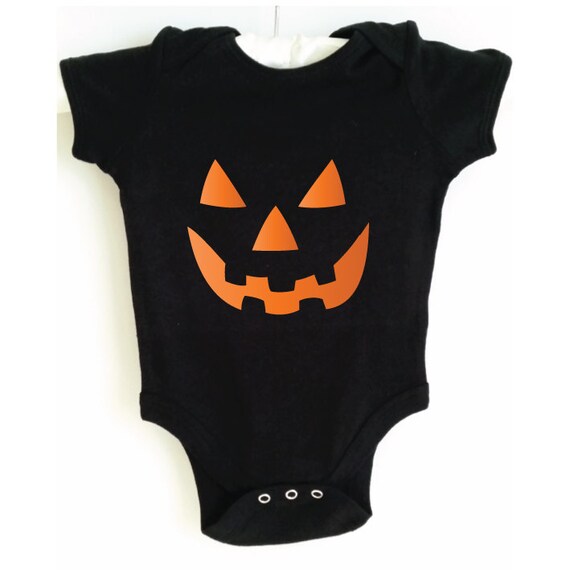 Scary Pumpkin Face Halloween Baby Bodysuit. Spooky Baby Grow.