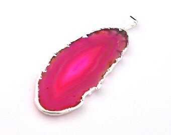 Pink Agate, Agate Pendant, Agate Necklace, Agate Slice, Silver Agate, Pink Agate Pendant, Agate Crystal, #5, Agate Stone, Natural Agate