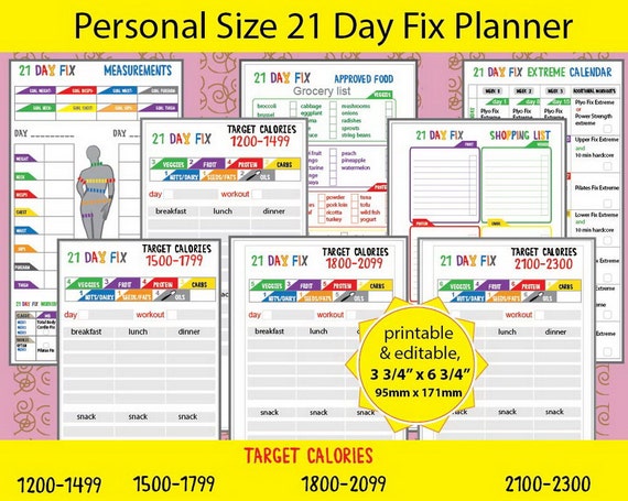 21 Day Fix Tracker Personal 21 Day Fix by TatDigitalCreativity