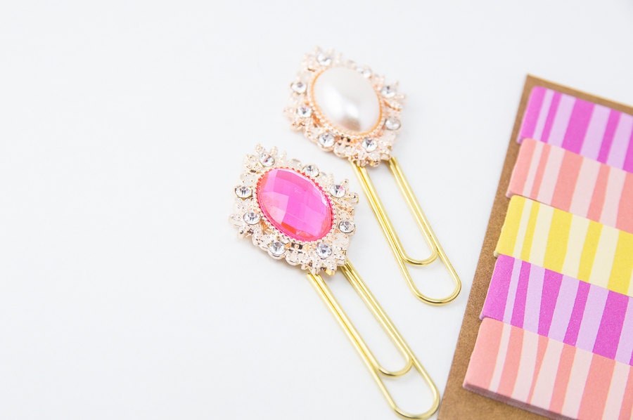 Gem paperclip Rhinestone paperclip diamond by Haneelovely on Etsy