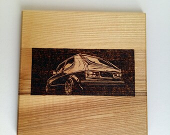 VW golf mk1 pyrography photo for wall, house decor.