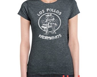 Vintage Los Pollos Hermanos Graphic Tee for Womens (t-shirt funny break bad look very soft girl ladies fit)