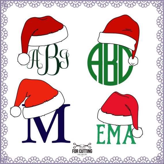 Download Christmas Santa Claus Hats Svg Cut Files Monogram Frames
