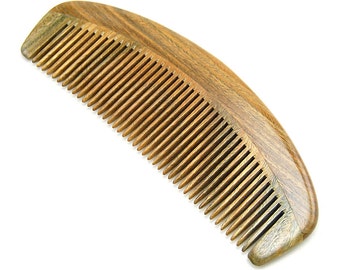 Natural Green Sandalwood Massage Comb, No Static Wooden Hair Comb 6.1" (15.5cm)