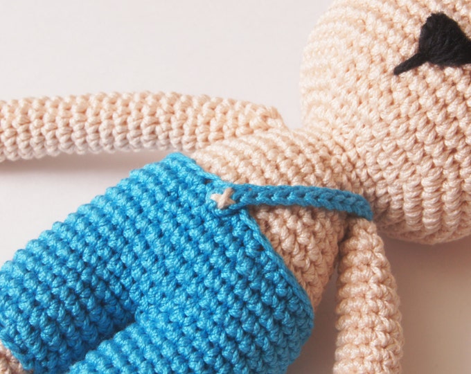 Crochet Toy Doll Amigurumi Forest Animal Bunny Rabbit Stuffed Toy Present Gift for Boy Girl Handmade