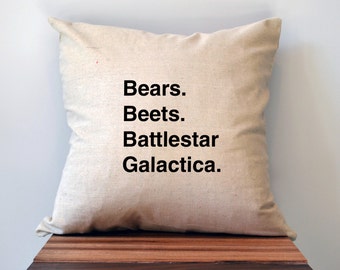 The Office Bears Beets Battlestar Galactica Pillow Cover, 18 x 18 Pillow Cover, The Office Pillow Cover, Dwight Shrute, Cyber Monday Sale