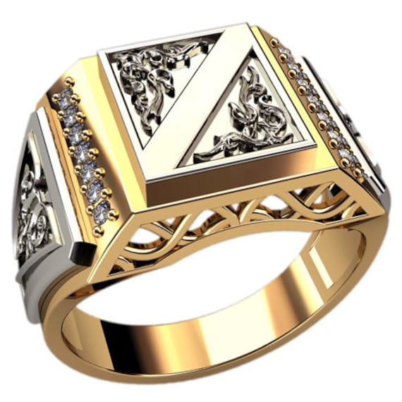 SALE 15% Big Mens Signet Ring Gold Signet Ring by WorldOfGold
