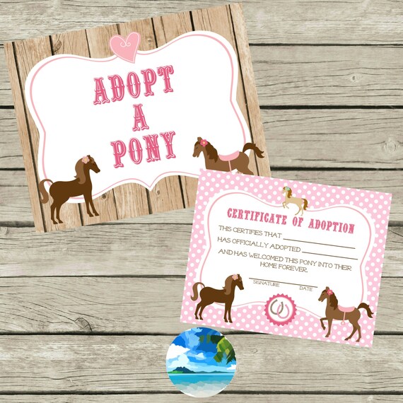 Horse Themed Matching Pony Adoption by CoastalInvitations on Etsy