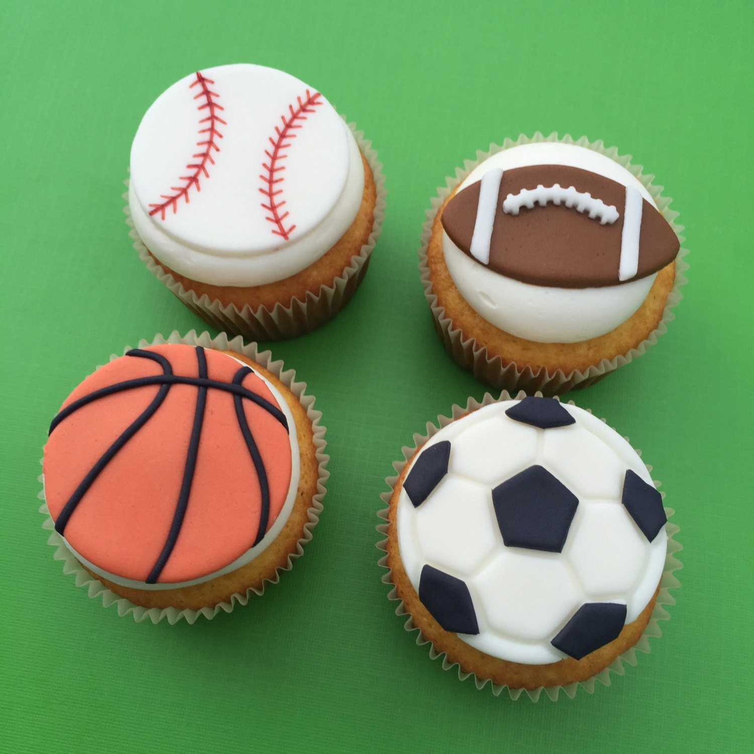 12 Sports Cupcake Toppers-Fondant