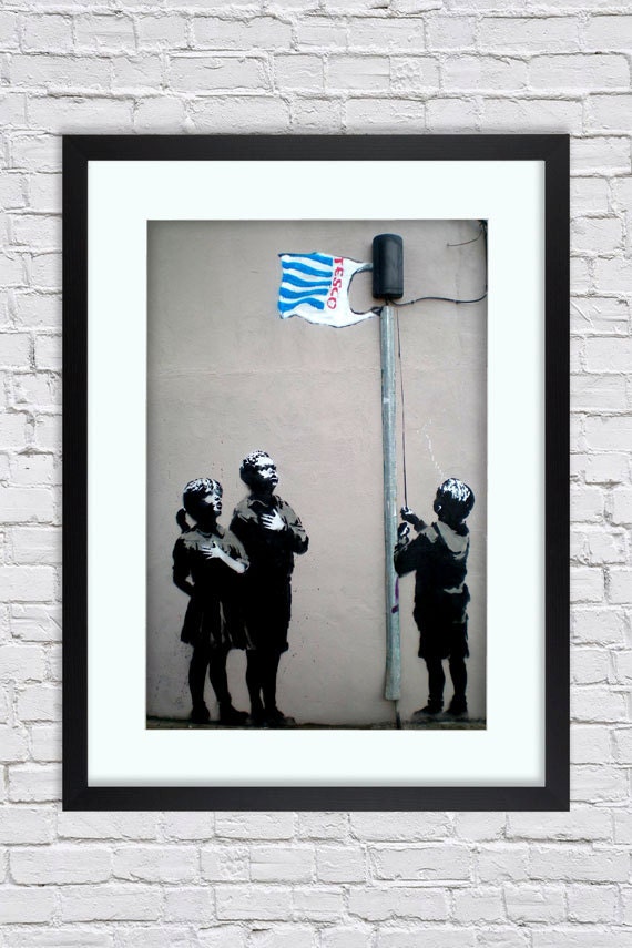Banksy Tesco Flag Large Mounted & Framed Poster Art Print