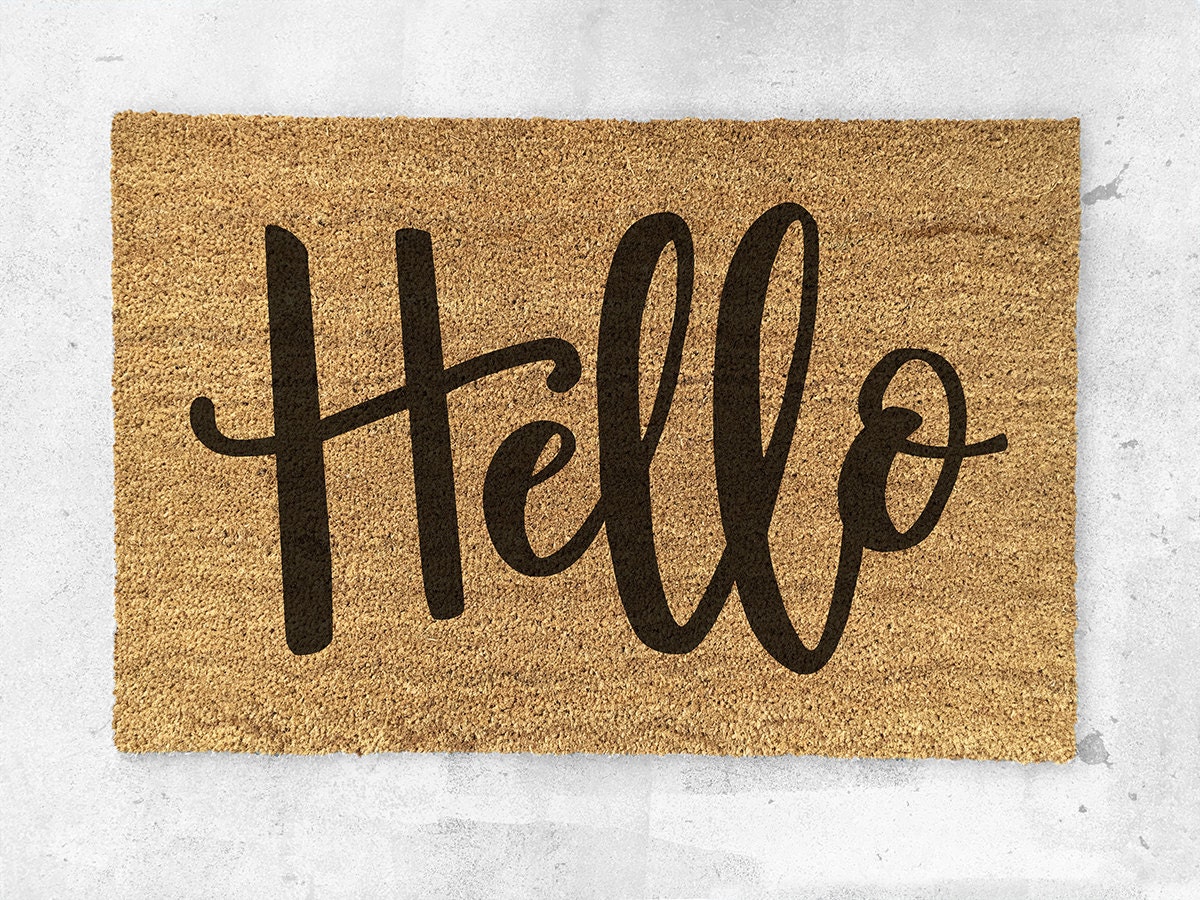 Hello Doormat Hand Painted Hello Door Mat