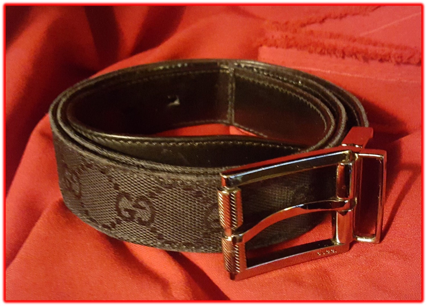 Black Gucci Belt with Silver Buckle Serial Number