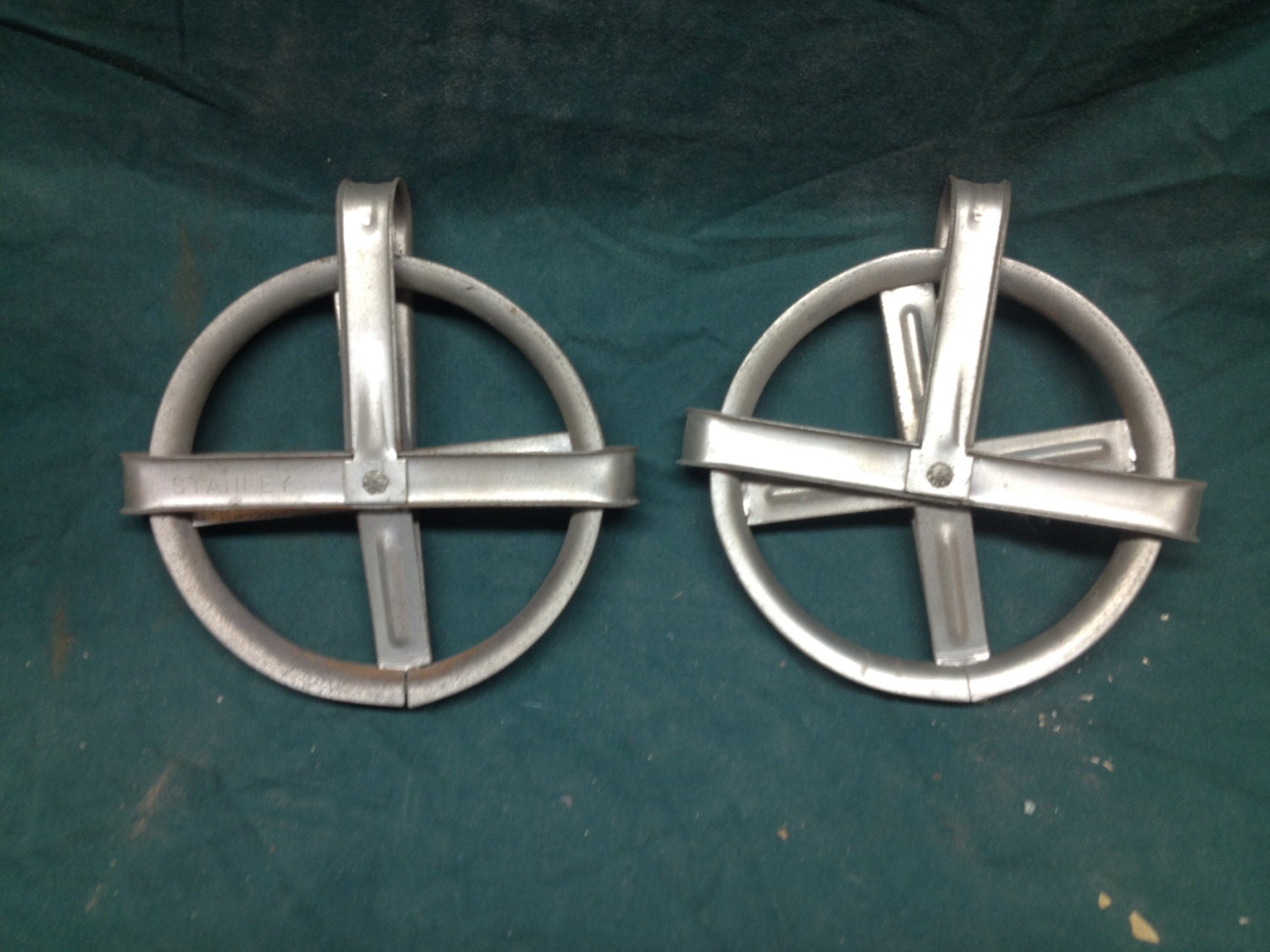 Pair of Two Vintage Aluminum Stanley Clothesline Pulley Wheels