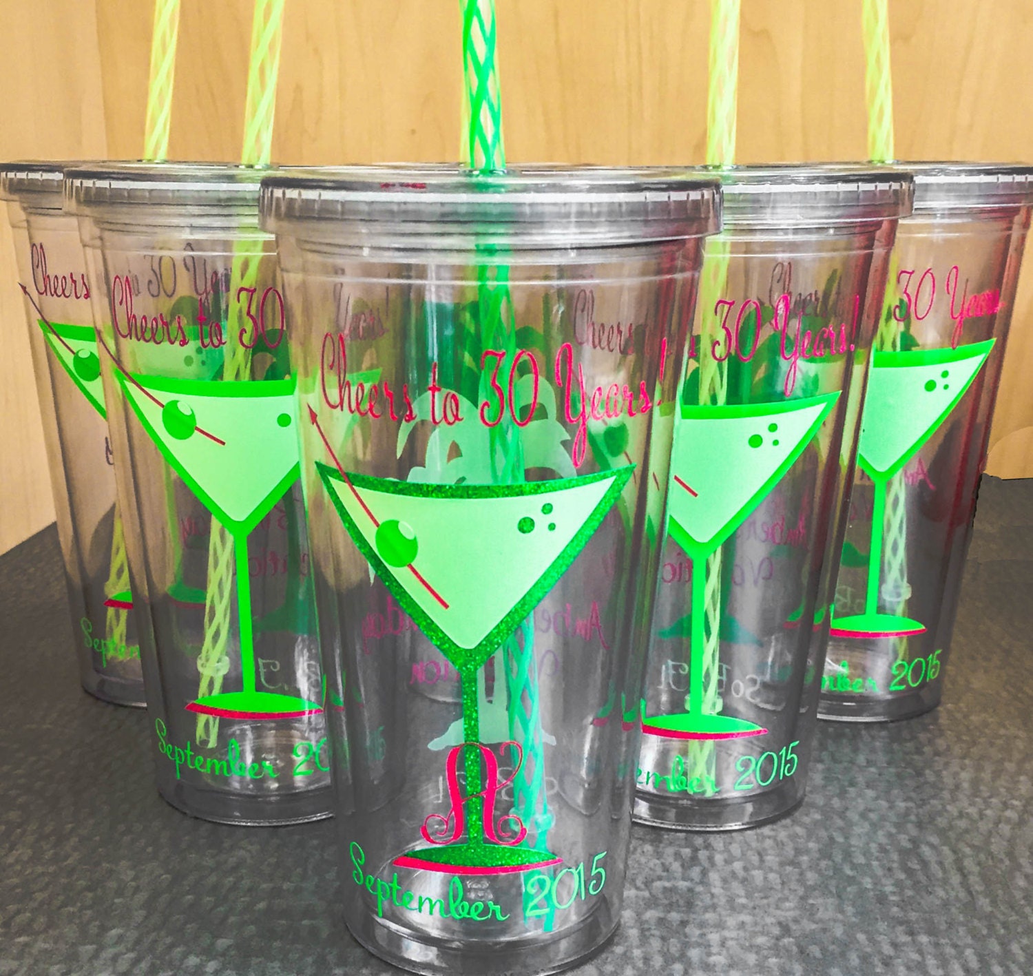 Custom Birthday Tumblers Acrylic Tumblers with Palm Trees