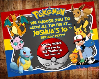 Pokemon invitations | Etsy