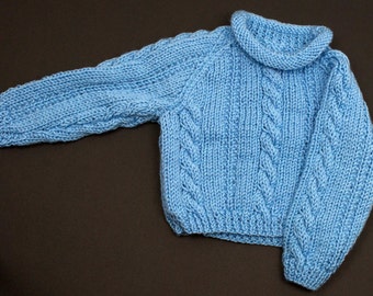 Childs Roll Neck Sweater - Light Blue