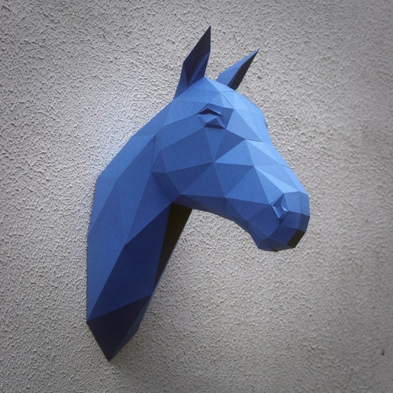 Papercraft horse head - printable DIY template (8 pages)