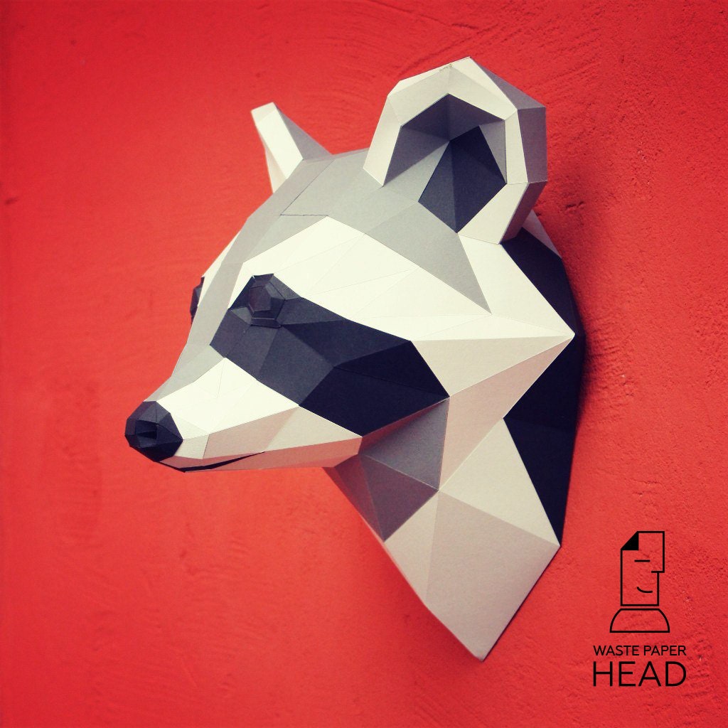 paper canada printable sticker vinyl printable head  raccoon Papercraft from DIY template