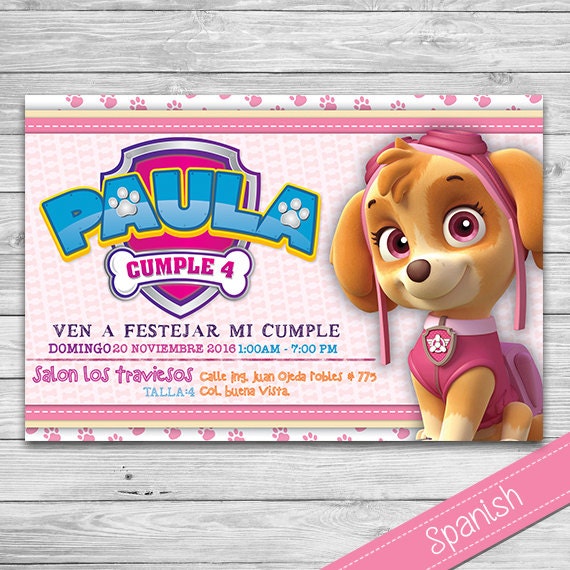 Items similar to Invitacion Paw Patrol- Patrulla de Cachorros - Skye ...