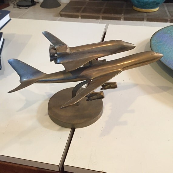 Brass Space Shuttle with Transport Desk Display Model