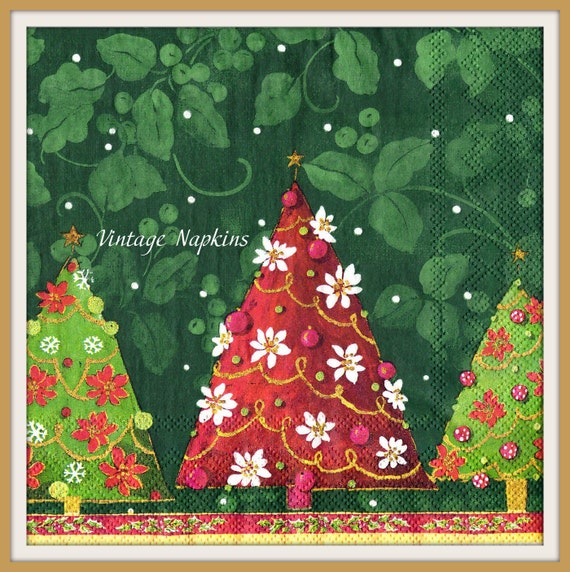 Items similar to SALE *** TWO Paper napkins for DECOUPAGE Christmas