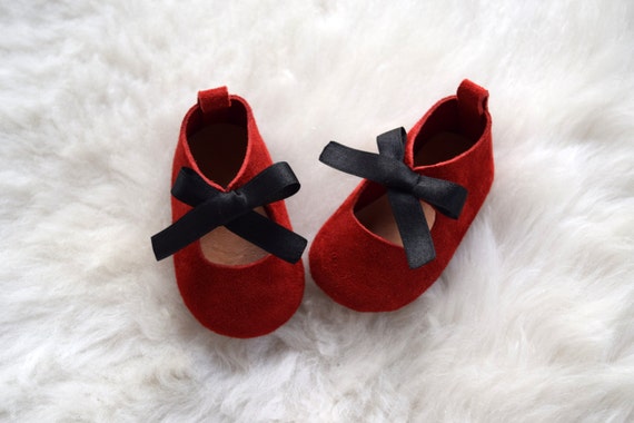 Leather Baby Shoes Baby Girl Moccasins Red Baby Booties