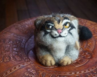Pallas Cat, Manul, Asian Animal Needle Felted Soft Sculpture